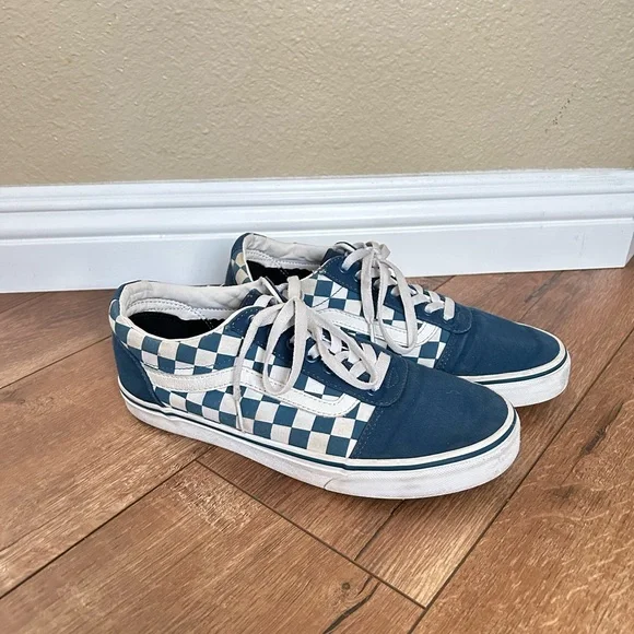 Vans Blue and White Checkered Sneakers - Picture 2 of 5
